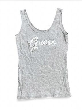 GUESS Light Gray Logo Scoop Tank